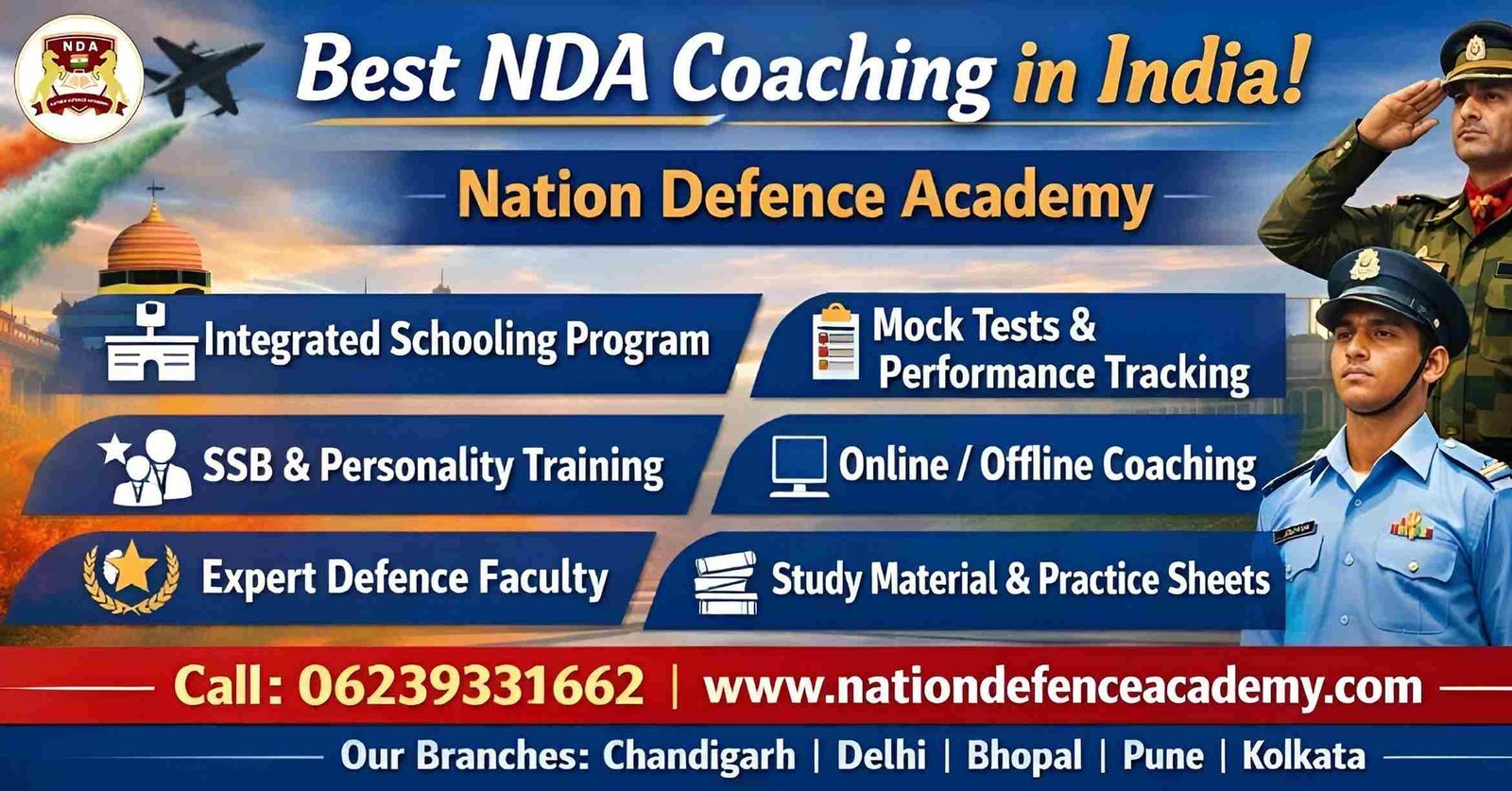 Best NDA Coaching Classes in India by Nation Defence Academy